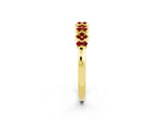 Pavé Cushion Ruby Cluster Eternity Band in Yellow gold with Prong Setting_2