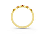 Pavé Cushion Ruby Cluster Eternity Band in Yellow gold with Prong Setting_3