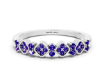 Pavé Cushion Tanzanite Cluster Eternity Band in Silver with Prong Setting