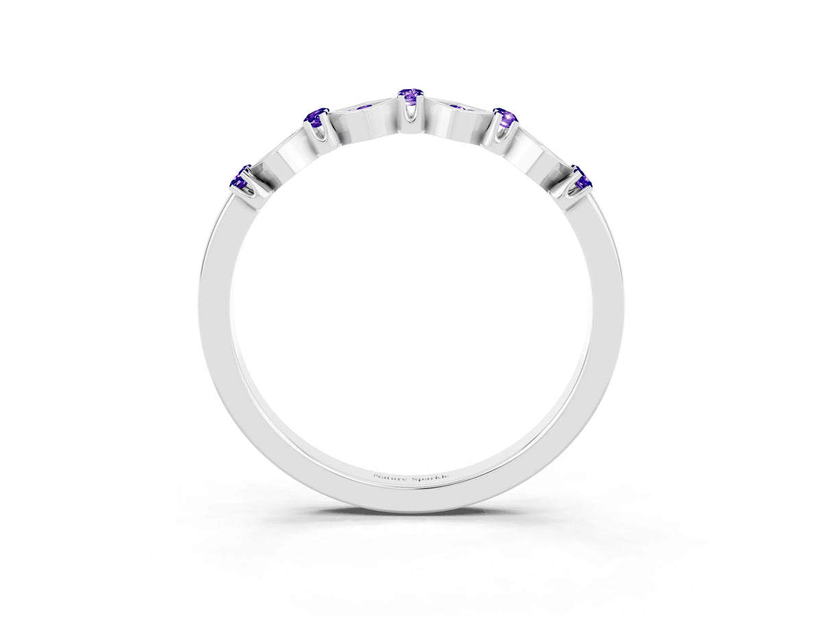 Pavé Cushion Tanzanite Cluster Eternity Band in White gold with Prong Setting_3