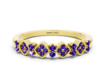 Pavé Cushion Tanzanite Cluster Eternity Band in Yellow gold with Prong Setting