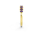 Pavé Cushion Tanzanite Cluster Eternity Band in Yellow gold with Prong Setting_2