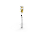 Pavé Cushion Yellow Sapphire Cluster Eternity Band in Platinum with Prong Setting_2
