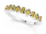 Pavé Cushion Yellow Sapphire Cluster Eternity Band in Silver with Prong Setting_1