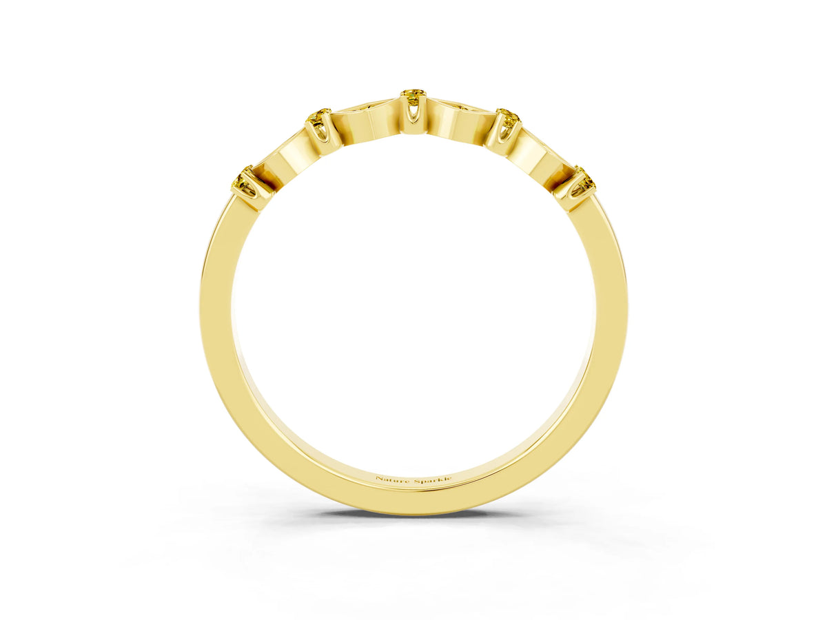 Pavé Cushion Yellow Sapphire Cluster Eternity Band in Yellow gold with Prong Setting_3