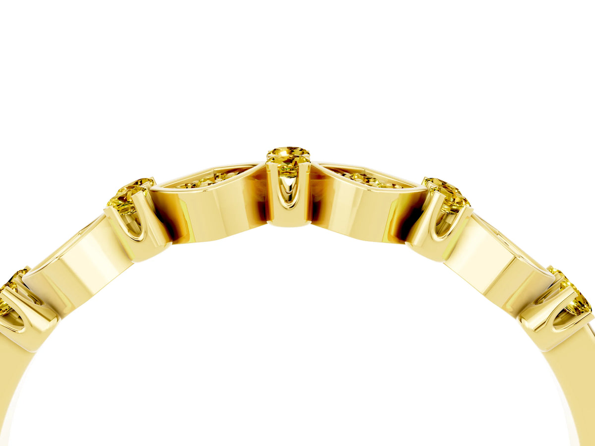 Pavé Cushion Yellow Sapphire Cluster Eternity Band in Yellow gold with Prong Setting_4
