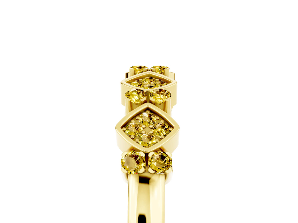 Pavé Cushion Yellow Sapphire Cluster Eternity Band in Yellow gold with Prong Setting_5