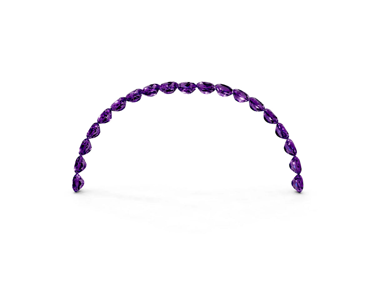 Pavé Round Amethyst Chevron Band in Yellow gold with Shared Prong Setting_3