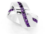 Pavé Round Amethyst Crossover Band in Platinum with Channel Setting_1