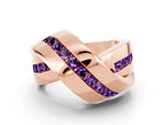 Pavé Round Amethyst Crossover Band in Rose gold with Channel Setting