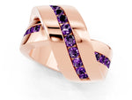 Pavé Round Amethyst Crossover Band in Rose gold with Channel Setting_1