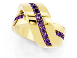 Pavé Round Amethyst Crossover Band in Yellow gold with Channel Setting_1