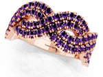 Pavé Round Amethyst Infinity Twist Band in Rose gold with Shared Prong Setting_1