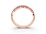 Pavé Round Amethyst Infinity Twist Band in Rose gold with Shared Prong Setting_3