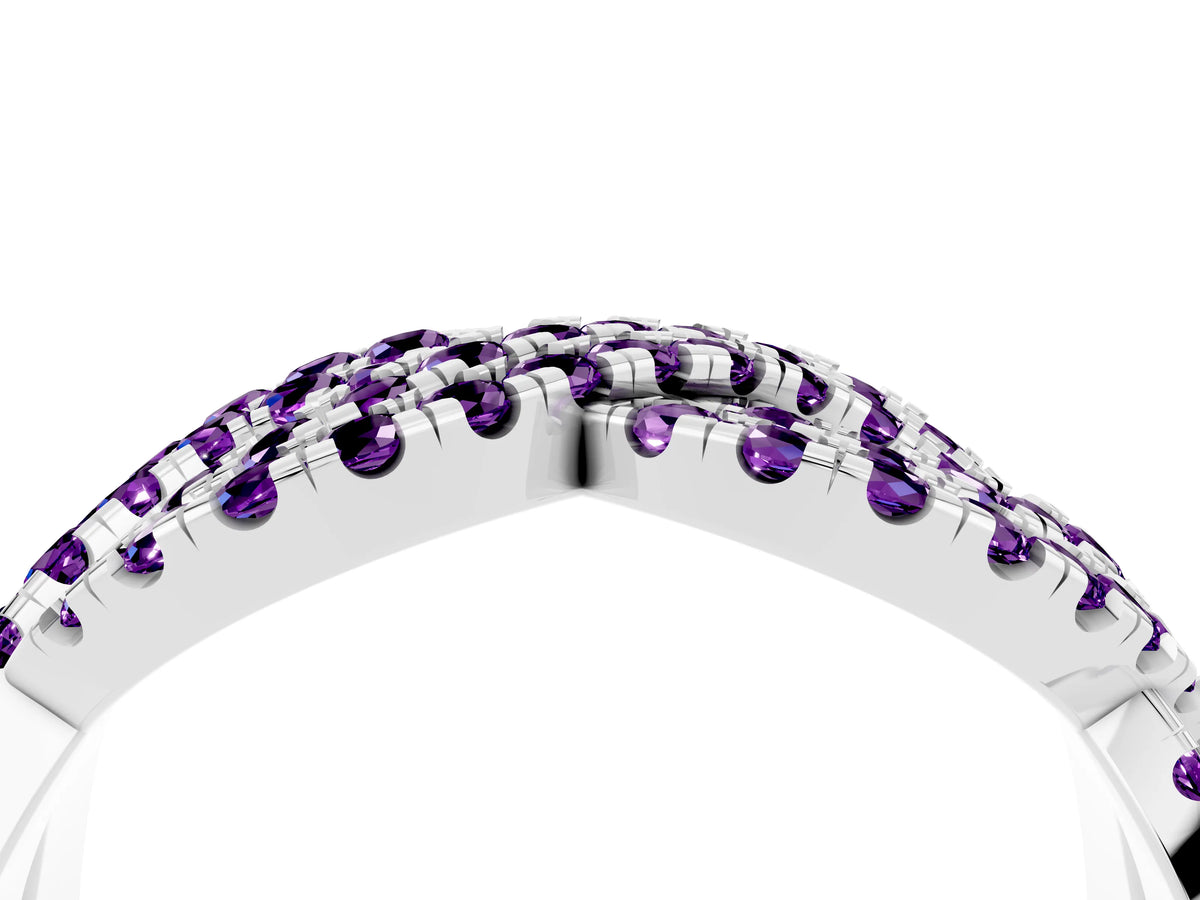 Pavé Round Amethyst Infinity Twist Band in Silver with Shared Prong Setting_4