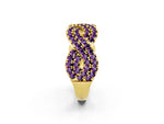 Pavé Round Amethyst Infinity Twist Band in Yellow gold with Shared Prong Setting_2