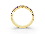 Pavé Round Amethyst Infinity Twist Band in Yellow gold with Shared Prong Setting_3