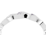 Pavé Round Amethyst Interlocking Eternity Band in Platinum with Bezel Prong Setting_4