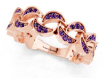 Pavé Round Amethyst Interlocking Eternity Band in Rose gold with Bezel Prong Setting_1