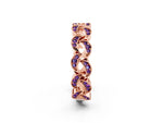 Pavé Round Amethyst Interlocking Eternity Band in Rose gold with Bezel Prong Setting_2