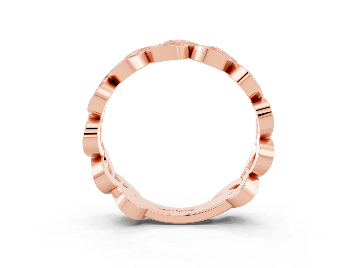 Pavé Round Amethyst Interlocking Eternity Band in Rose gold with Bezel Prong Setting_3