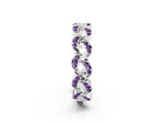 Pavé Round Amethyst Interlocking Eternity Band in Silver with Bezel Prong Setting_2