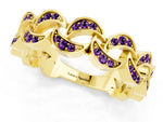 Pavé Round Amethyst Interlocking Eternity Band in Yellow gold with Bezel Prong Setting_1