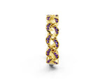 Pavé Round Amethyst Interlocking Eternity Band in Yellow gold with Bezel Prong Setting_2