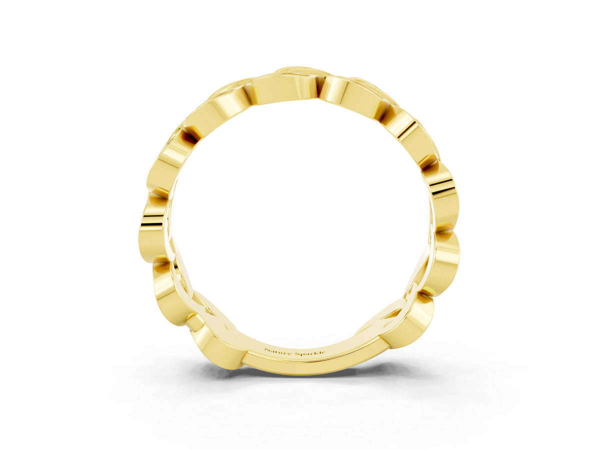 Pavé Round Amethyst Interlocking Eternity Band in Yellow gold with Bezel Prong Setting_3