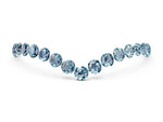 Pavé Round Aquamarine Chevron Band in Rose gold with Shared Prong Setting