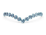 Pavé Round Aquamarine Chevron Band in White gold with Shared Prong Setting