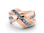 Pavé Round Aquamarine Crossover Band in Rose gold with Channel Setting