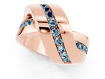 Pavé Round Aquamarine Crossover Band in Rose gold with Channel Setting_1