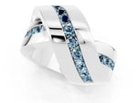Pavé Round Aquamarine Crossover Band in Silver with Channel Setting_1