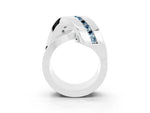 Pavé Round Aquamarine Crossover Band in White gold with Channel Setting_3