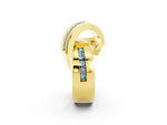 Pavé Round Aquamarine Crossover Band in Yellow gold with Channel Setting_2