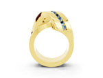 Pavé Round Aquamarine Crossover Band in Yellow gold with Channel Setting_3