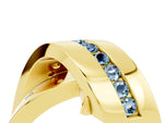 Pavé Round Aquamarine Crossover Band in Yellow gold with Channel Setting_4