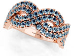 Pavé Round Aquamarine Infinity Twist Band in Rose gold with Shared Prong Setting_1