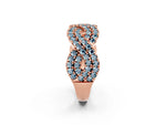 Pavé Round Aquamarine Infinity Twist Band in Rose gold with Shared Prong Setting_2