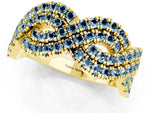 Pavé Round Aquamarine Infinity Twist Band in Yellow gold with Shared Prong Setting_1