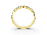 Pavé Round Aquamarine Infinity Twist Band in Yellow gold with Shared Prong Setting_3