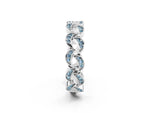 Pavé Round Aquamarine Interlocking Eternity Band in Platinum with Bezel Prong Setting_2