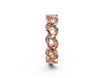 Pavé Round Aquamarine Interlocking Eternity Band in Rose gold with Bezel Prong Setting_2