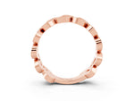 Pavé Round Aquamarine Interlocking Eternity Band in Rose gold with Bezel Prong Setting_3