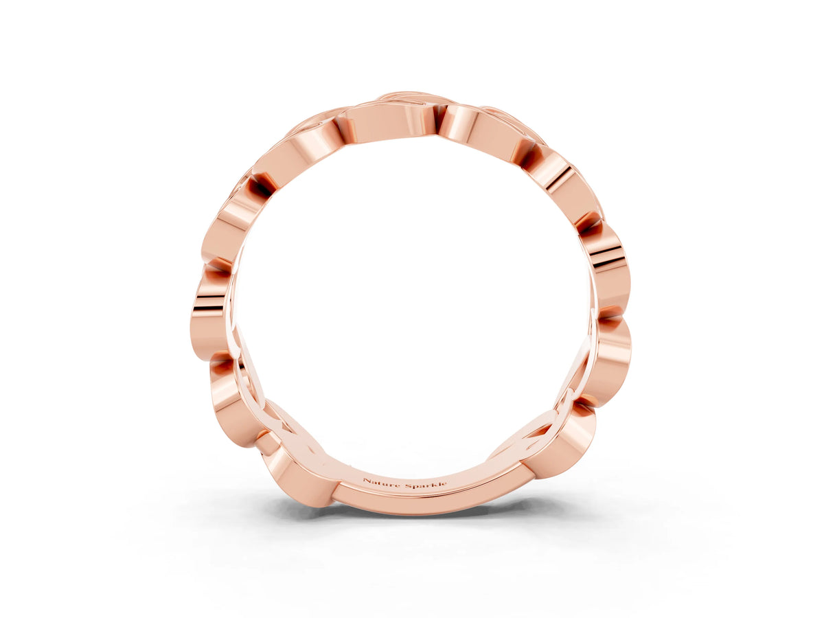 Pavé Round Aquamarine Interlocking Eternity Band in Rose gold with Bezel Prong Setting_3