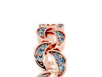Pavé Round Aquamarine Interlocking Eternity Band in Rose gold with Bezel Prong Setting_5