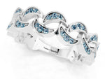 Pavé Round Aquamarine Interlocking Eternity Band in Silver with Bezel Prong Setting_1