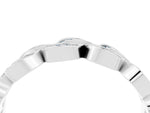 Pavé Round Aquamarine Interlocking Eternity Band in Silver with Bezel Prong Setting_4