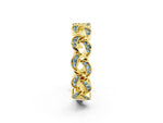 Pavé Round Aquamarine Interlocking Eternity Band in Yellow gold with Bezel Prong Setting_2